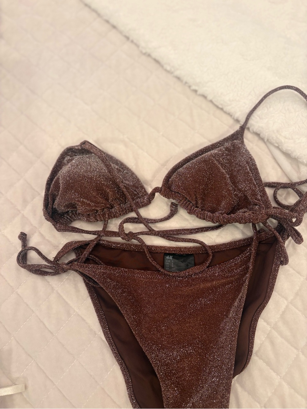 H&M Shimmery Brown Triangle Bikini Set